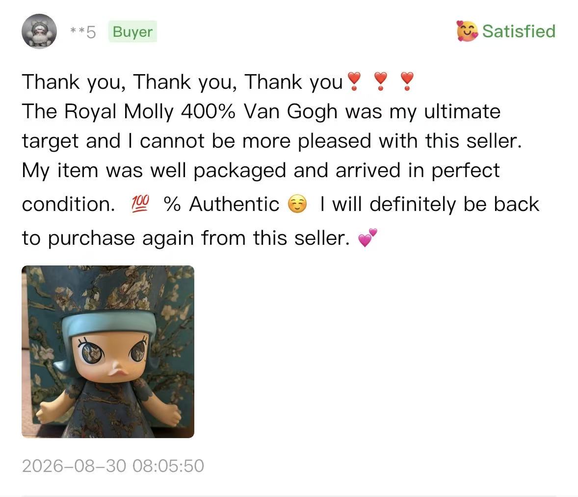 Buyer review from the ISLANDS app
